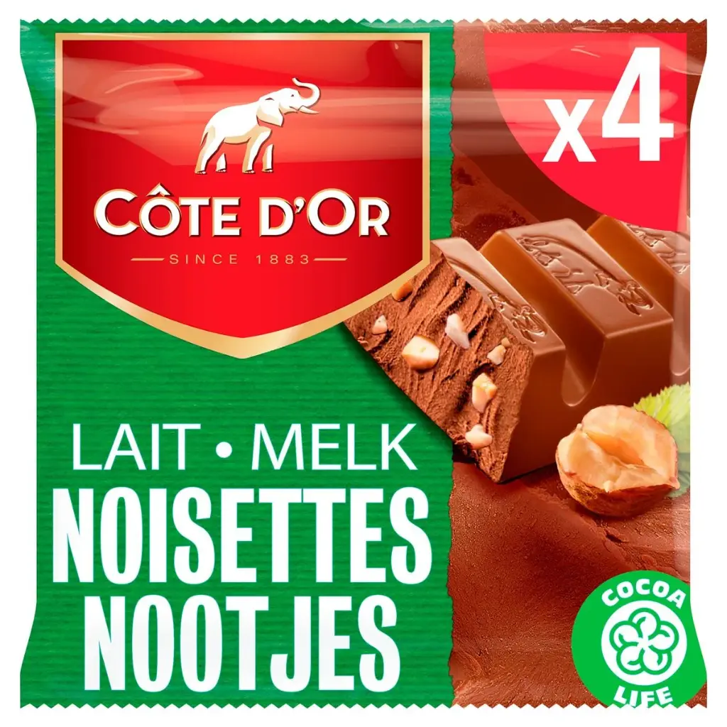 Côte d'Or Lait Noisettes Bâtons de Chocolat 4x45 Gr