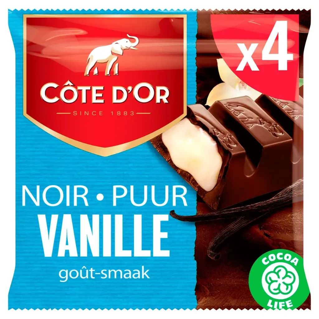 Côte d'Or Noir Vanille Bâtons de Chocolat 4x47,5 Gr