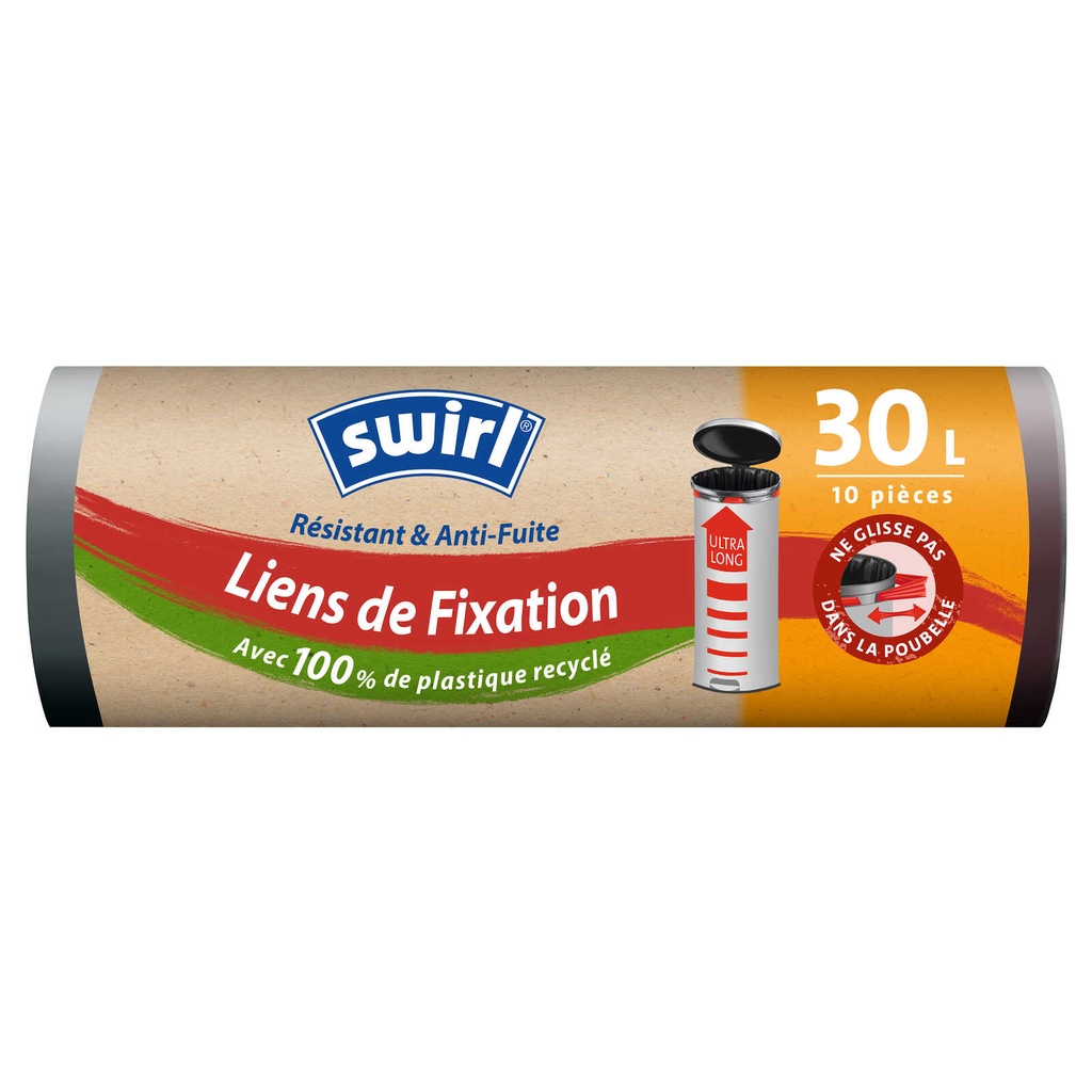 Swirl Liens de Fixation Sacs Poubelles 10x30 L