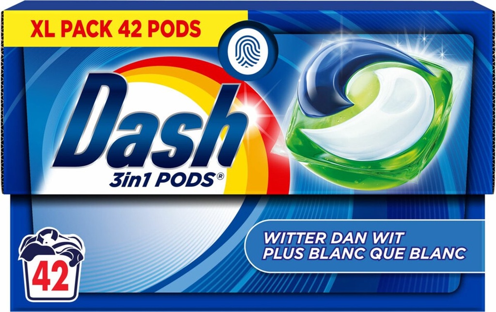 Dash 3en1 Plus Blanc Que Blanc Lessive Pods 42 Doses