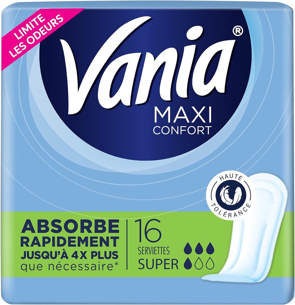 Vania Maxi Confort Serviettes Hygiéniques 16 Pièces