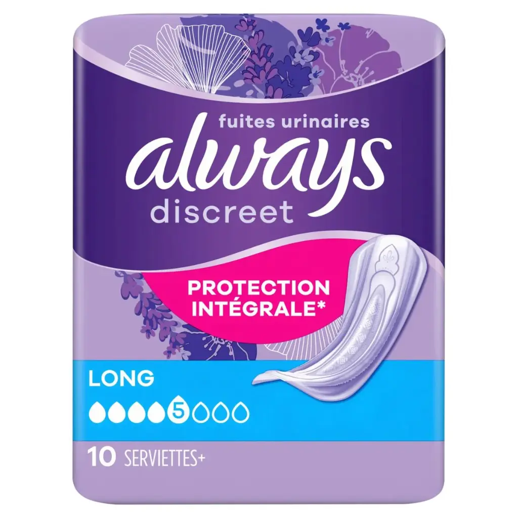 Always Discreet Long 5 Serviettes Hygiéniques 10 Pièces