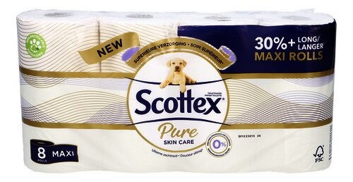 Scottex Pure Papier-Toilette 8 Rouleaux