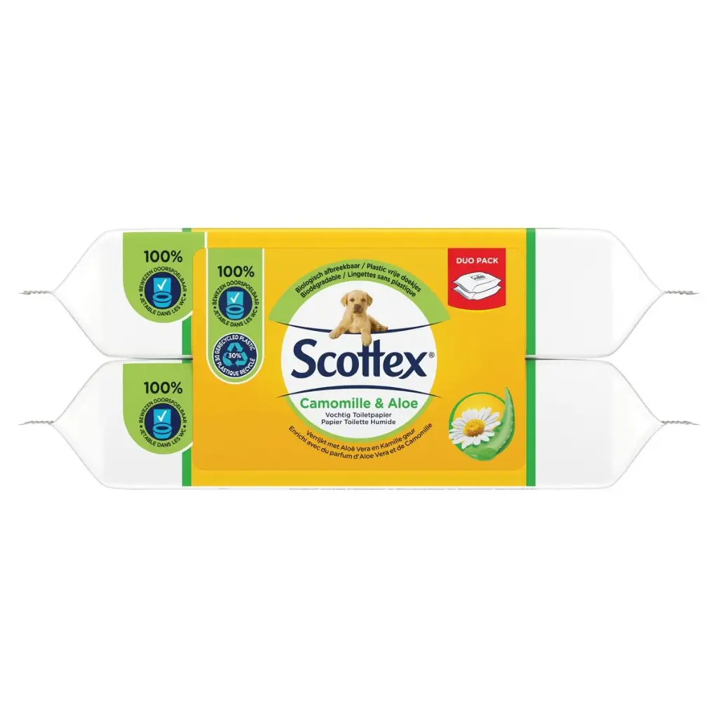 Scottex Camomille & Aloe Papier-Toilette Humide 2x38 Feuilles