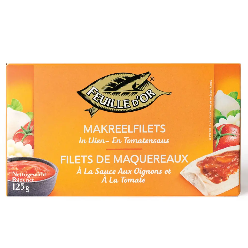 Feuille d'Or Filets de Maquereaux Sauce Oignons Tomate 125 Gr