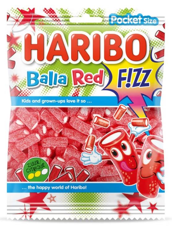 Haribo Balla Red Fizz Pocket Size Bonbons 70 Gr