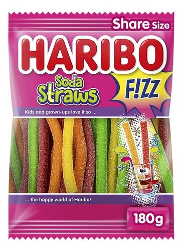 Haribo Soda Straws Fizz Bonbons 180 Gr