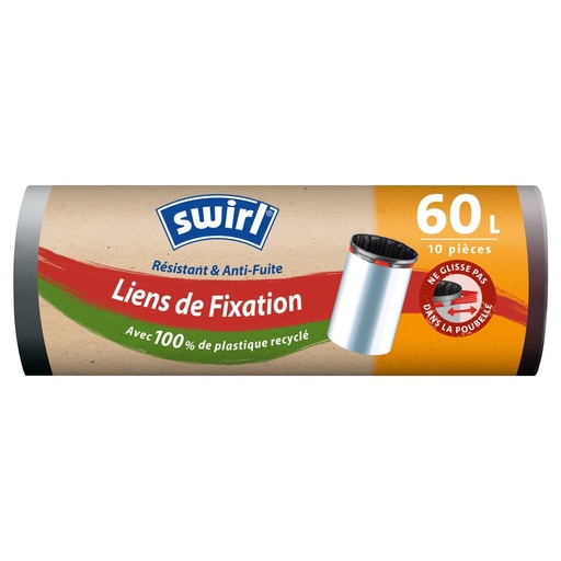 Swirl Liens de Fixation Sacs Poubelles 10x60 L