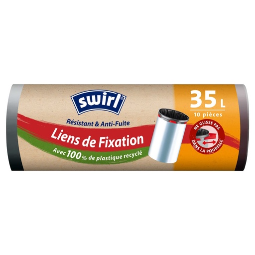 Swirl Liens de Fixation Sacs Poubelles 10x35 L