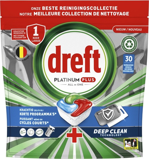 Dreft Platinum Plus Fresh Herbal Breeze Tabs Lave-Vaisselle 30 Pièces