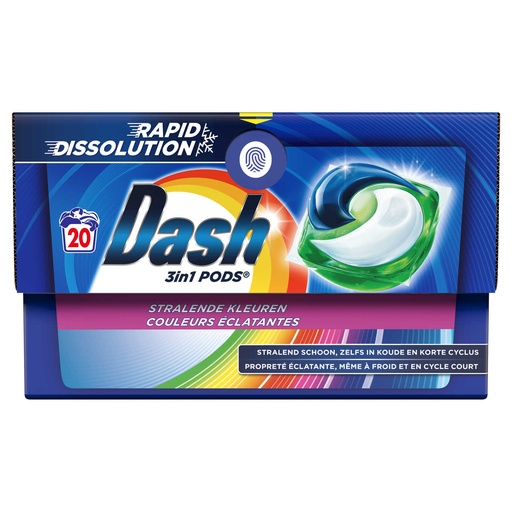 Dash 3en1 Couleurs Éclatantes Lessive Pods 20 Pièces