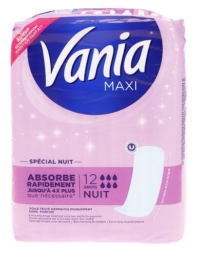 Vania Maxi Night Serviettes Hygiéniques 12 Pièces