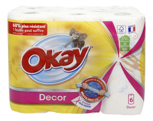 Okay Décor Essuie-Tout 2 Épaisseurs 6 Rouleaux