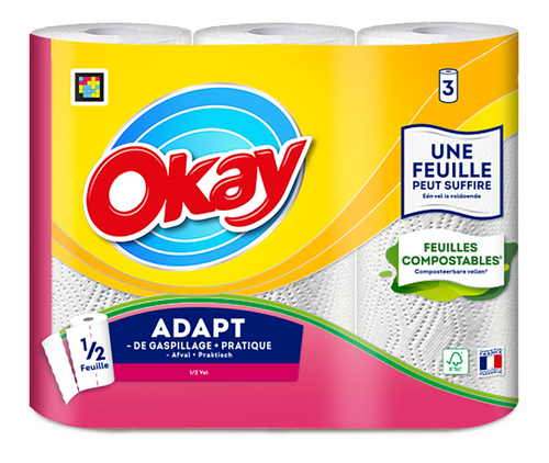 Okay Adapt Essuie-Tout 3 Épaisseurs 3 Rouleaux