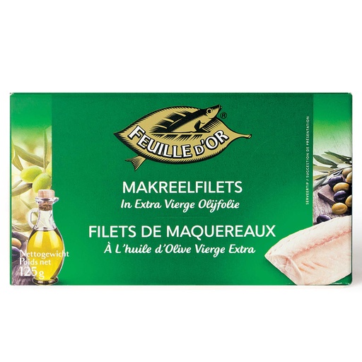 Feuille d'Or Filets de Maquereaux à l'Huile d'Olive 125 Gr