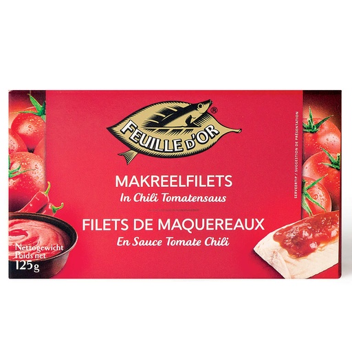 Feuille d'Or Filets de Maquereaux Sauce Tomate Chili 125 Gr