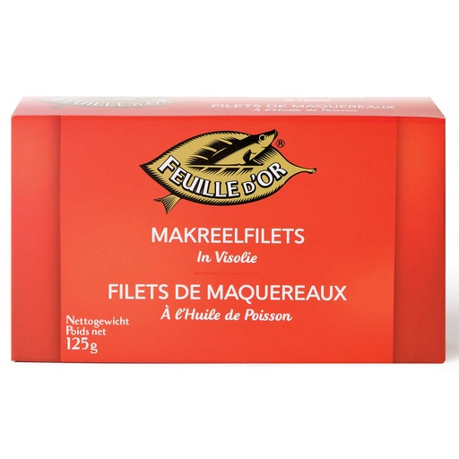 Feuille d'Or Filets de Maquereaux Huile de Poisson 125 Gr