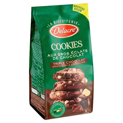 Delacre Cookies Gros Éclat Triple Chocolat 136 Gr