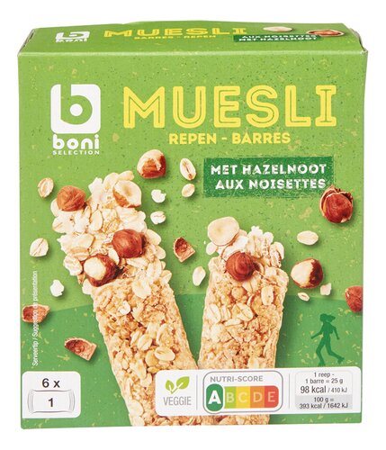 Boni Muesli aux Noisettes Barres de Céréales 6x25 Gr