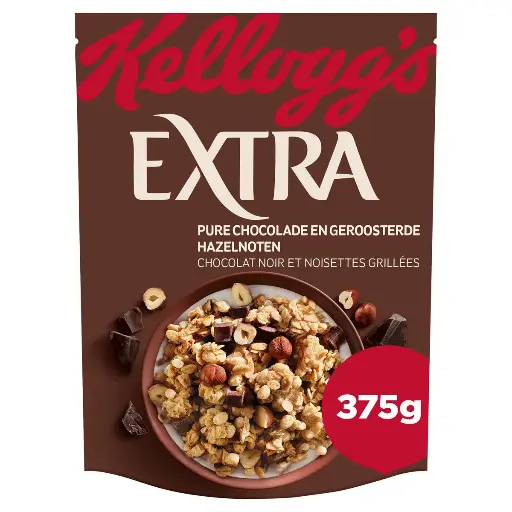 Kellogg's Extra Chocolat Noir Noisettes Céréales 375 Gr