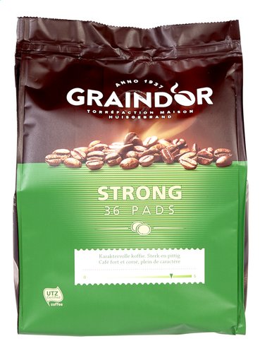 Graindor Strong Pads de Café 36 Pièces